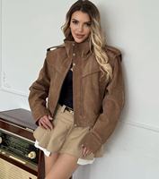 Veste en cuir d'agneau courte pour femmes, élégante, en cuir véritable, couleur personnalisée, fournie par l'usine