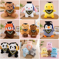 Boneka Beruang Wisuda Plush Source Factory 24cm, Gantungan Kunci Beruang Lucu, Liontin Topi Rumbai, Hadiah Mesin Cakar/Arcade Game