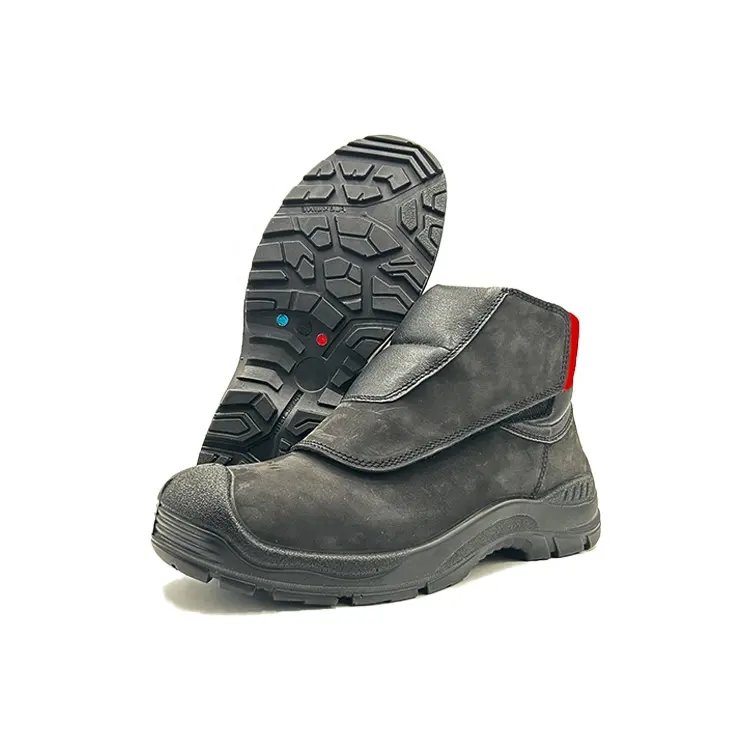 Bota de segurança para soldadores de aço para trabalho pesado, calçado de trabalho de soldagem durável em couro legítimo para homens