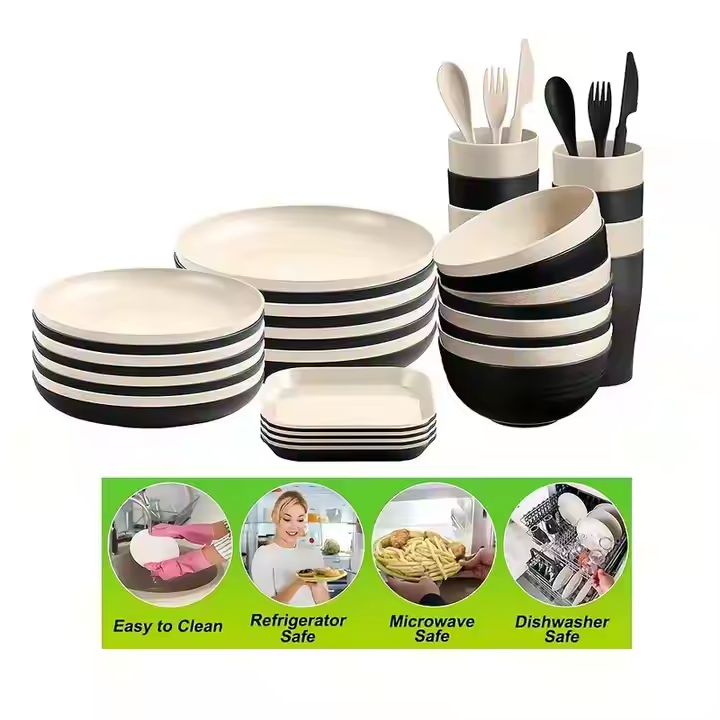 Modern Design Frost Set 64 Durable Plastic Dining Bowls for Household Students Instant Noodle Soup Rice Bowls