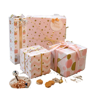 Custom Pink Gold Star Chevron Dot Gift <b>Wrap</b> <b>Paper</b> Happy Birthday Design Art <b>Paper</b> <b>Roll</b> Recyclable Offset Printing Compatible - Product Image 1