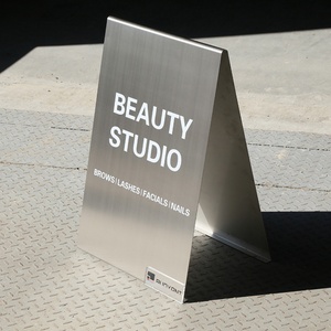 Double Sided Advertising Display Metal Mirrored Brushed Stainless Steel A-<b>Frame</b> Shop Sign Stand Sidewalk a <b>Frame</b> Sign Board - Product Image 6