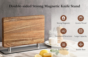 Bloc à couteaux magnétique double face en bois d'acacia de qualité supérieure, sans couteaux, pour la cuisine - Product Image 5