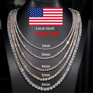 RINNTIN Collana Tennis di Lusso per Uomo e Donna, Stile Hip Hop, con Diamanti da Laboratorio e Moissanite VVS, in Argento S925, 2MM 3MM 4MM - Product Image 3
