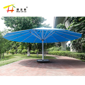Parasol d'extérieur design moderne grand luxe 5 ~ 9 mètres en option parapluie à distance LED imperméable coupe-vent avec marbre - Product Image 5