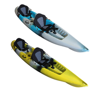 Kayak tandem de tourisme de 13 pieds avec pagaie, bateau en plastique, 2 places, sièges doubles, kayak familial, pêche, canoë à assise surélevée pour la location