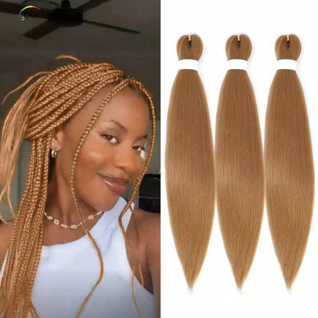 Caramel Blond Korean Braiding Hair, Light Insode Braided Hair, Wholesale Lady Coloured  Hair Extensions for Braids in Bulk