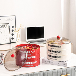 Dried Fruit Plate Round Plastic Stackable With Lid For Home Party Snack Storage - Product Image 1