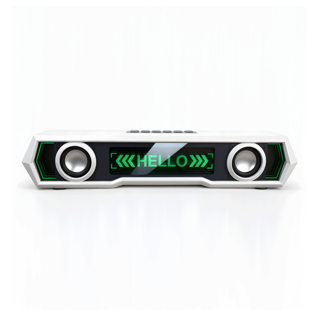 Mini Soundbar with Dancing Lighting Screen Gaming Desktop Speaker Memory Card Support Battery Powered 2x8W