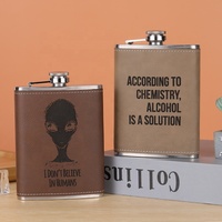 Flacon en cuir personnalisé de 8 oz avec logo, pour hommes, camping, s'adapte aux poches de veste, flacon à boisson étanche, flacon à whisky en métal