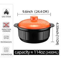 Casserole en céramique classique noir-orange de 114oz résistante aux chocs thermiques allant au four et au lave-vaisselle pour soupes/ragoûts