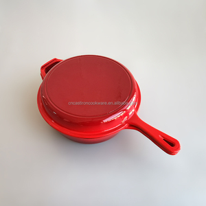 Cuisinière combinée 2 en 1 en <span class=keywords><strong>fonte</strong></span> <span class=keywords><strong>émaillée</strong></span> rouge avec four hollandais de 3.2 pintes et poêle de 10.25 pouces - Product Image 6