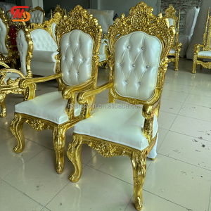2026 Grey <b>Gold</b> Frame High Back King Throne Chair Wedding Party Event Luxury Sturdy Bride Groom <b>Sofa</b> Chair - Product Image 3