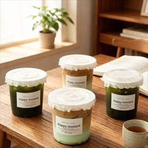 Tapa para Vaso de Té de Burbujas Boba, Plástico PET Transparente, Ecológica, Desechable, de 98 mm, 18 oz/520 ml, Forma Plana, con Logotipo Personalizado, Directo de Fábrica - Product Image 4
