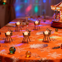 Support de bougie créatif vintage en fer en forme de renne, support de bougie chauffe-plat en métal pour table intérieure, ambiance de Noël, mariage, fête
