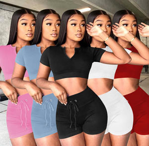 Conjunto de dos piezas de pantalones cortos sexis informales urbanos para <span class=keywords><strong>mujer</strong></span> 2025 - Product Image 2