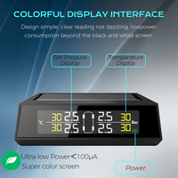 Système de surveillance de la pression des pneus solaire TPMS sans fil avec 4 capteurs internes Affichage LCD numérique Alarme de sécurité automatique