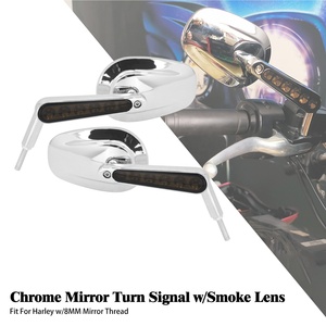Rétroviseurs de clignotants universels pour moto Harley XL Dyna pour Yamaha, filetage 8mm, noir chromé, 2 pièces - Product Image 5