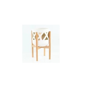 Unique Design Wooden Stand Ceramic Flower <b>Pot</b> With Metal Base For Indoor And Outdoor Spaces Available At Best Market Price - Product Image 2