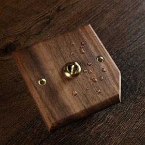 Prises Électriques Murales Universelles Double USB Norme UK avec Interrupteur à Bascule et Prise, Panneau en Laiton Rétro en Bois de Noyer Noir pour la Maison - Product Image 2