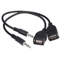 Schwarzes 3,5-mm-AUX-Audiostecker auf USB-2.0-Buchse Konverterkabel Adapter
