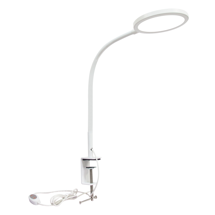 Современная металлическая регулируемая настольная лампа на гибкой ножке с зажимом, прикроватный светильник белого и черного цвета для чтения и книг