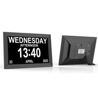 Horloge parlante numérique de 10 pouces pour seniors avec gradation automatique, 21 rappels quotidiens, voix personnalisée, prise en charge MP4/MP3