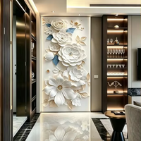 Murals muraux 3D artistiques en forme de fleurs, design d'impression 3D personnalisable, autocollants de décoration de luxe pour villas, maisons de luxe et hôtels de charme