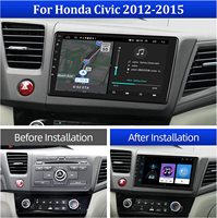 Autoradio Android pour Civic 2012-2015, lecteur multimédia, navigation GPS, stéréo, CarPlay, écran partagé, unité principale du tableau de bord
