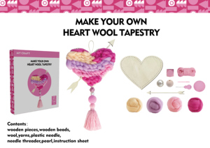 Kit de bricolage <span class=keywords><strong>VOSAN</strong></span> : Créez votre propre tapisserie murale en laine en forme de cœur – Animaux, nature, éducatif pour enfants, fait main, décoration murale, jouet de couture STEM - Product Image 4