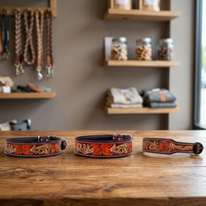 Embossed Western <b>Leather</b> <b>Dog</b> <b>Collar</b> Manufacturer from Divine International India - Product Image 1