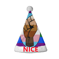 Bonnet de Noël personnalisé en polaire corail doux et chaud, motif drapeau arc-en-ciel droit, pour la marche des fiertés et les fêtes costumées de Noël