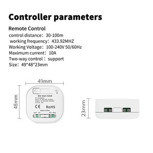 SIXWGH Square Round-Corner RF433 Kit <span class=keywords><strong>de</strong></span> interruptor autoalimentado 10A 100-240V AC <span class=keywords><strong>Mini</strong></span> interruptor inteligente con control remoto inalámbrico - Product Image 2