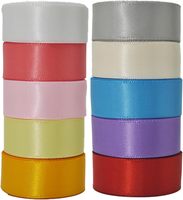 Ruban de satin uni en gros, simple ou double face, personnalisé pour la décoration de gâteaux d'anniversaire, la mise en bouquet de fleurs, l'emballage commercial de cadeaux