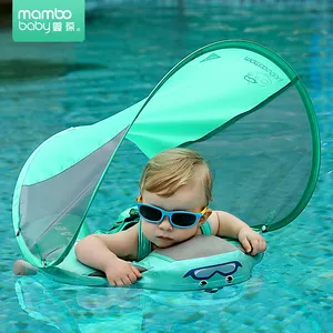 Mambobaby שאינו מתנפח תינוק לצוף תינוקות בריכה לצוף Flotador עם חופה קיץ תינוק שחייה טבעת צף אוויר משלוח מוצק ילדים