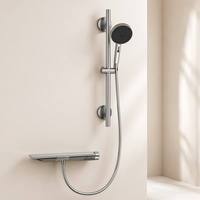 Ensemble de douche à main carré en alliage d'aluminium avec jet réglable et fonction massage, fixation murale pour salle de bain 3298
