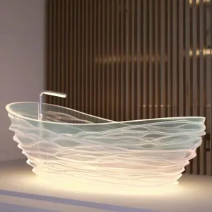 Ultra White Light Luxus Badezimmer Transparente Kristall badewanne Unabhängiges Wellenmuster Kreative Persönlichkeit Netz Rote Badewanne