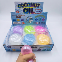 Balle anti-stress en TPR translucide à l'huile de coco, jouet sensoriel souple pour enfants et adultes, boîte de 12 pièces