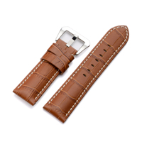 Bracelet de montre en cuir grain crocodile épais et rembourré, couleur classique, tendance, avec boucle ardillon, plusieurs tailles, vente chaude