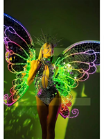 Yeni teknoloji glow-in-the-koyu renk değiştiren LED kelebek Showpiece sahne dans 100% Polyester yetişkin kadın kraliçe günü savurgan