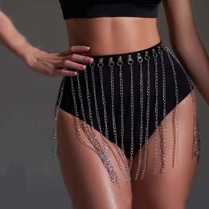 European and American style sexy <b>chain</b> leather <b>waist</b> <b>chain</b> sexy leather <b>waist</b> <b>chain</b> tassel <b>chain</b> nightclub stage accessory - Product Image 1