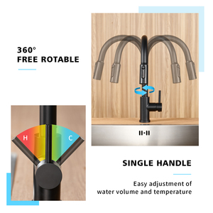 Robinet de cuisine extractible 3 voies avec filtre RO pour eau potable, idéal pour hôtels et établissements. - Product Image 2