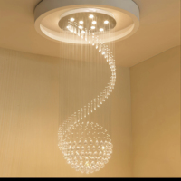 JYLIGHTING Lustre moderne de luxe sur mesure, en cristal, en spirale, rotatif, pour escalier, à plusieurs niveaux, en forme de goutte de pluie, long et suspendu