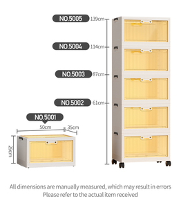 Xingsheng Household PP Plastic Foldable Cabinet 1Layer with Wheels Transparent <strong>Clear</strong> Storage Organizer for Clothes Shoe Kitchen - Product Image 3
