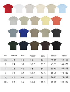 T-shirt décontracté en coton lourd 305 GSM, tricoté, tons terreux, coupe oversize, manches courtes, unisexe, streetwear - Product Image 2