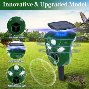 เครื่องไล่สัตว์ด้วยพลังงานแสงอาทิตย์360กลางแจ้งพร้อมไฟกะพริบ LED แรงสูงเครื่องยับยั้งสัตว์ป่าเครื่องไล่ลิงอัลตราโซนิก - Product Image 2