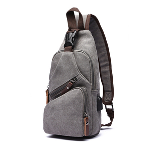 Bolso de pecho de un solo hombro de lona informal para hombre, bolsos de hombro con diseño cruzado USB multifuncional a la moda para hombre - Product Image 2