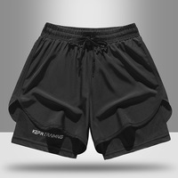 Short de sport pour homme Summer Marathon Track Fitness Running Lined Quick-Dry Ice Silk Training Shorts Longueur trois-quarts