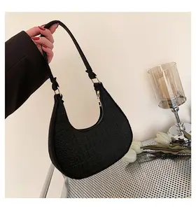 Solid Color New Stone Print Underarm Bag Casual Women's Shoulder Handbag