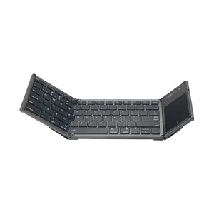 Teclado dobrável de bolso portátil sem fio para laptop, celular, almofada com 3 dispositivos, tampa de braçadeira, teclado de alta qualidade